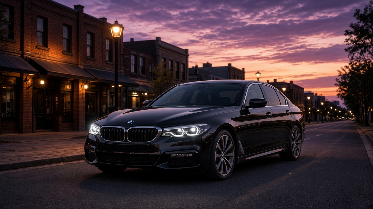 Black BMW sedan available to hire
